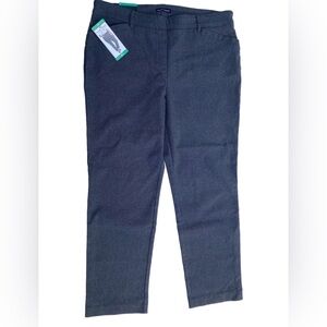 Women's XL Mid Rise Slim Leg Built-in Tummy Control Pants Black Heather Gray